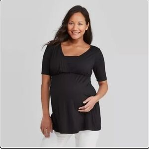 Isabel Maternity Black Tunic With Nursing Functuality Size Medium